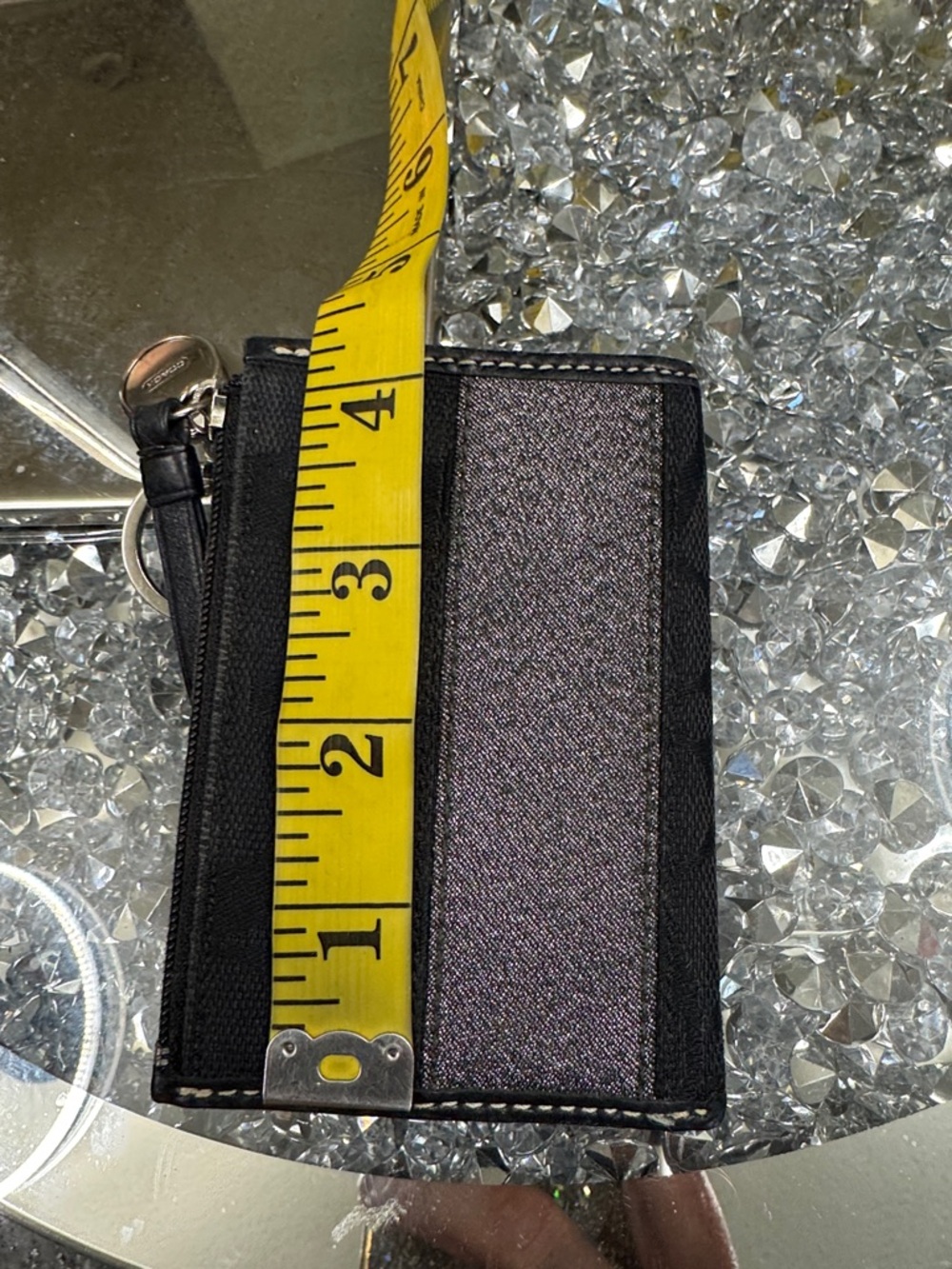 Coach Black Signature Card Case with Metallic Stripe card holder - Picture 13 of 14